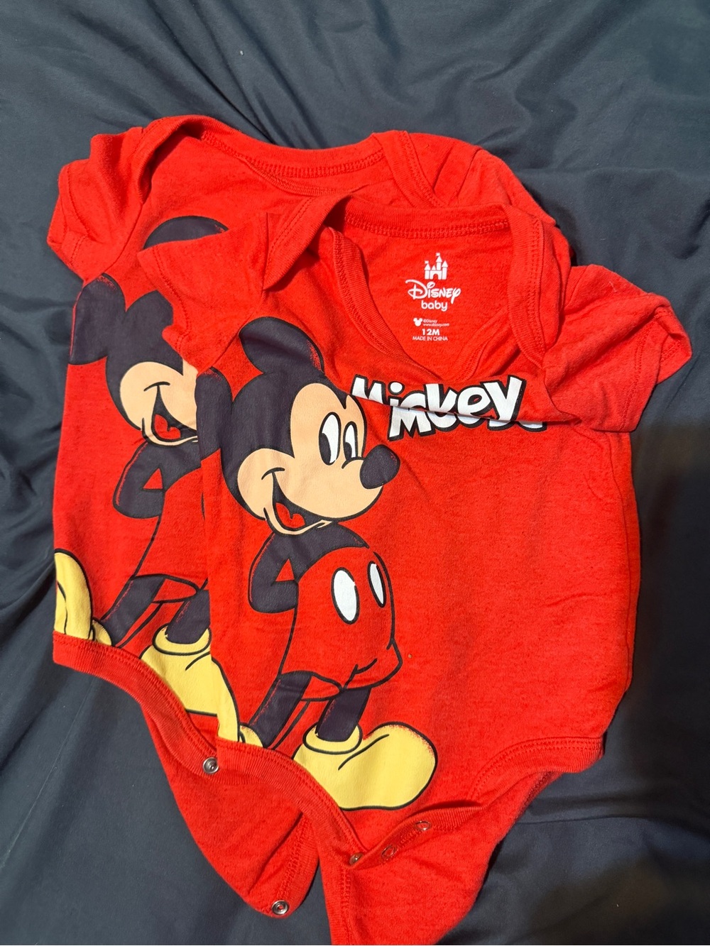 Disney Red Mickey Mouse Bodysuit - Yellow Accent